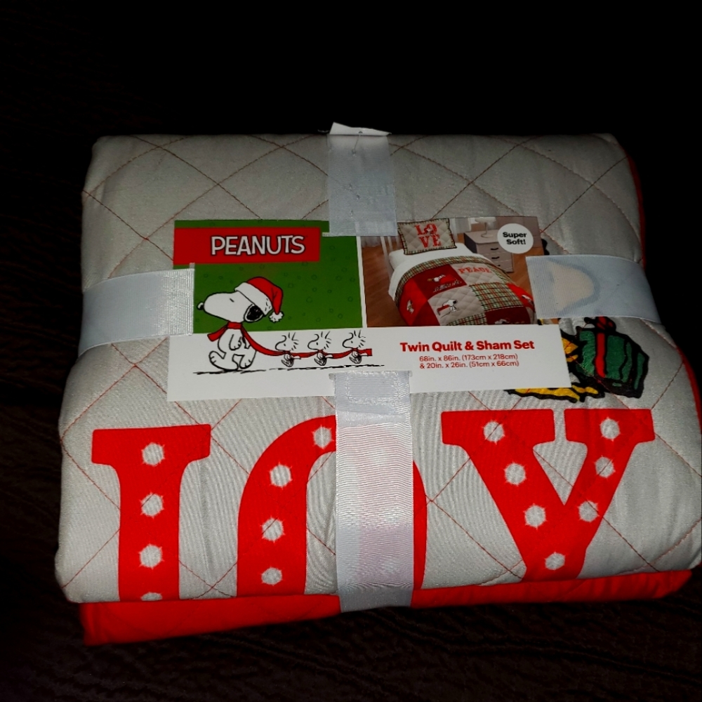 COPY - Jay Franco & Sons Bedding Peanuts twin Size Quilt & Shame Set